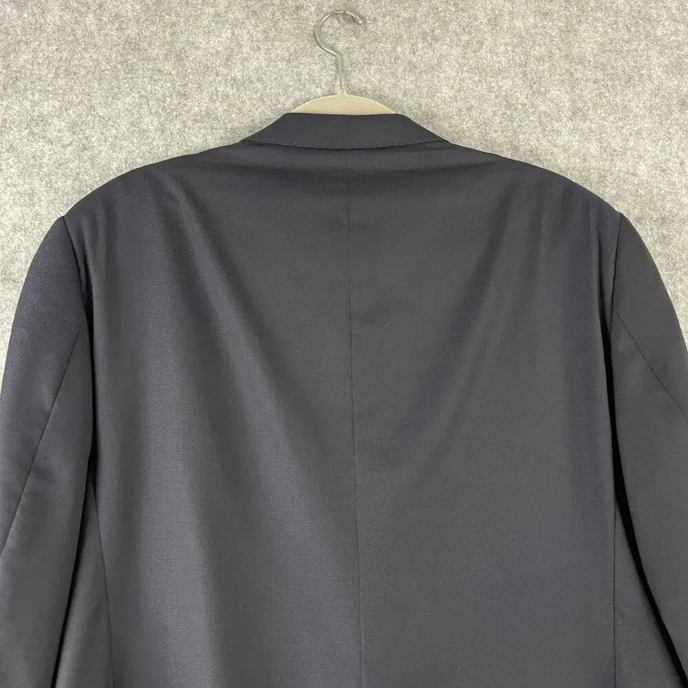 J Hilburn Wool Blazer Sport Coat Mens 46R‎ Navy Blue Guabello Italian 2 Button